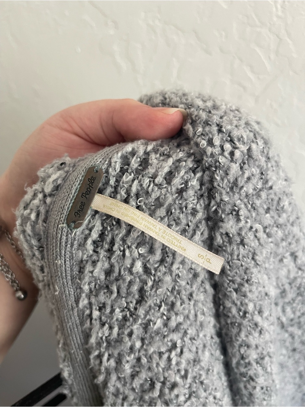 Free People Bff Sweater Oversized Gray Knit Cowl Neck Casual Womens Size Small - Picture 5 of 8